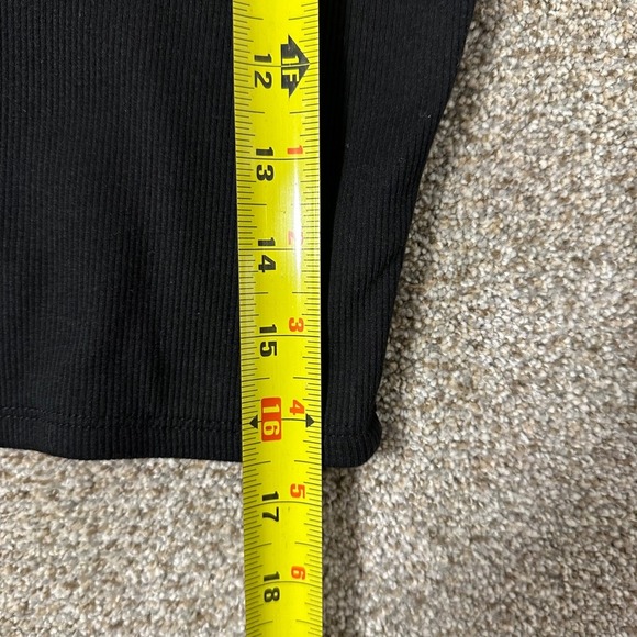 Attirance Black Ribbed Lace-Up‎ Square Neck Crop Top Short Sleeve - Picture 6 of 6